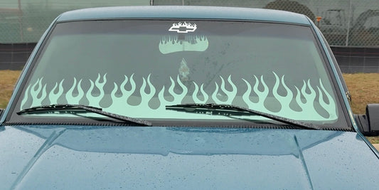 Chrome Flames Windshield Tint Banner